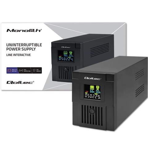 QOLTEC ZASILACZ AWARYJNY UPS LINE INTERACTIVE | MONOLITH | 1500VA | 900W | LCD | USB Qoltec QOLTEC ZASILACZ AWARYJNY UPS LINE INTERACTIVE | MONOLITH | 1500VA | 900W | LCD | USB Qoltec