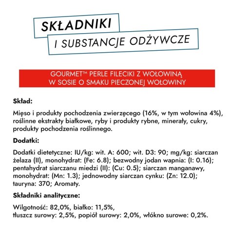 GOURMET Perle Gravy Delight Fileciki w smakowitym sosie - wołowina i kurczak - 4x85g PURINA NESTLE GOURMET Perle Gravy Delight Fileciki w smakowitym sosie - wołowina i kurczak - 4x85g PURINA NESTLE