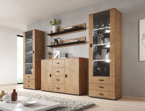 Półka 125cm (2szt) SOHO dąb lefkas + czarny Cama MEBLE Półka 125cm (2szt) SOHO dąb lefkas + czarny Cama MEBLE