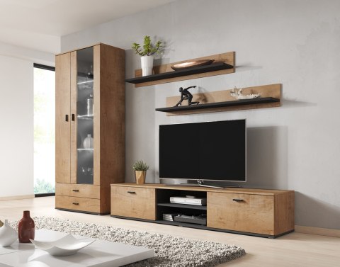 Półka 125cm (2szt) SOHO dąb lefkas + czarny Cama MEBLE Półka 125cm (2szt) SOHO dąb lefkas + czarny Cama MEBLE