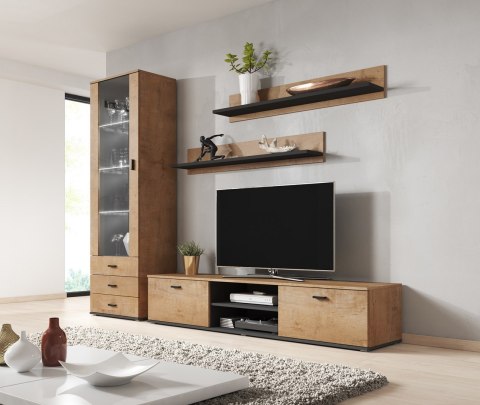 Półka 125cm (2szt) SOHO dąb lefkas + czarny Cama MEBLE Półka 125cm (2szt) SOHO dąb lefkas + czarny Cama MEBLE