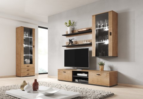 Półka 125cm (2szt) SOHO dąb lefkas + czarny Cama MEBLE Półka 125cm (2szt) SOHO dąb lefkas + czarny Cama MEBLE