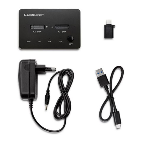 QOLTEC STACJA DOKUJĄCA DYSKÓW 2X SSD M.2 SATA | NGFF | USB TYP C Qoltec QOLTEC STACJA DOKUJĄCA DYSKÓW 2X SSD M.2 SATA | NGFF | USB TYP C Qoltec