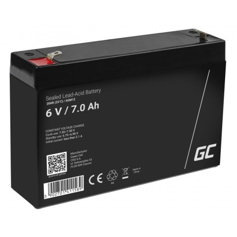 GREEN CELL AKUMULATOR ŻELOWY AGM12 6V 7AH Green Cell GREEN CELL AKUMULATOR ŻELOWY AGM12 6V 7AH Green Cell