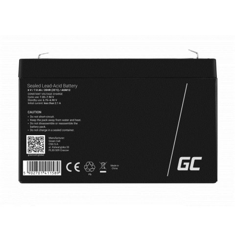 GREEN CELL AKUMULATOR ŻELOWY AGM12 6V 7AH Green Cell GREEN CELL AKUMULATOR ŻELOWY AGM12 6V 7AH Green Cell