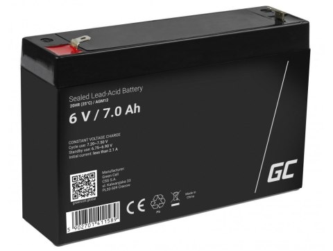 GREEN CELL AKUMULATOR ŻELOWY AGM12 6V 7AH Green Cell GREEN CELL AKUMULATOR ŻELOWY AGM12 6V 7AH Green Cell