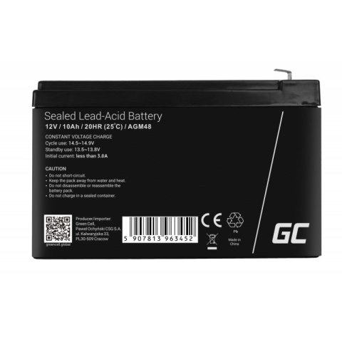 GREEN CELL AKUMULATOR ŻELOWY AGM48 12V 10AH Green Cell GREEN CELL AKUMULATOR ŻELOWY AGM48 12V 10AH Green Cell