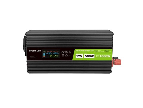 GREEN CELL PRZETWORNICA LCD 12V/230V 500W/1000W CZYSTY SINUS INVGC12P500LCD Green Cell GREEN CELL PRZETWORNICA LCD 12V/230V 500W/1000W CZYSTY SINUS INVGC12P500LCD Green Cell