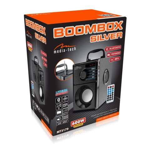 MEDIA-TECH GŁOŚNIK BEZPRZEWODOWY BOOMBOX SILVER 15W MRS MT3179 Media tech MEDIA-TECH GŁOŚNIK BEZPRZEWODOWY BOOMBOX SILVER 15W MRS MT3179 Media tech