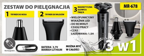 Zestaw do golenia 3w1 USB MAESTRO MR-678 Maestro Zestaw do golenia 3w1 USB MAESTRO MR-678 Maestro
