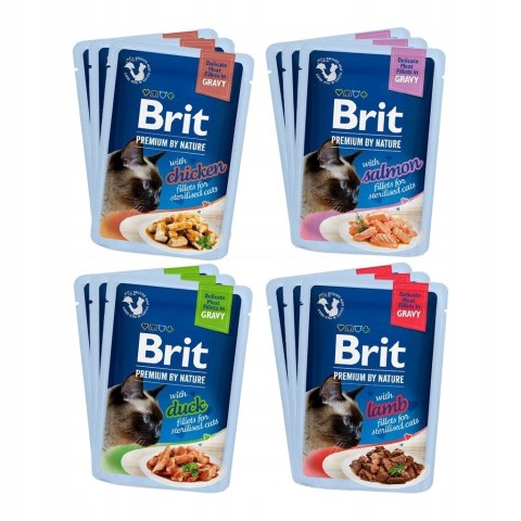 Brit Premium dla kotów sterylizowanych saszetki w sosie mix smaków 12x85 Brit Brit Premium dla kotów sterylizowanych saszetki w sosie mix smaków 12x85 Brit