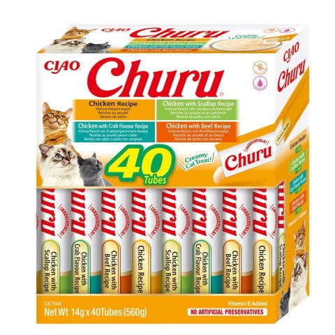 INABA CAT CHURU VARIETIES kurczak - przysmak dla kota 40x14 g INABA INABA CAT CHURU VARIETIES kurczak - przysmak dla kota 40x14 g INABA