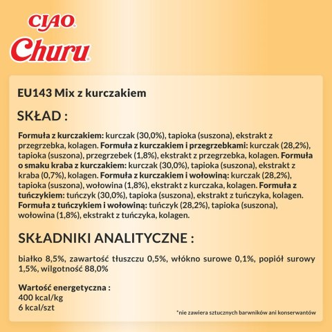INABA CAT CHURU VARIETIES kurczak - przysmak dla kota 40x14 g INABA INABA CAT CHURU VARIETIES kurczak - przysmak dla kota 40x14 g INABA