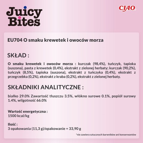 INABA Juicy Bites O smaku krewetek i owoców morza - przysmak dla kota - 3x11,3 g INABA INABA Juicy Bites O smaku krewetek i owoców morza - przysmak dla kota - 3x11,3 g INABA