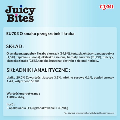 INABA Juicy Bites O smaku przegrzebków i kraba - przysmak dla kota - 3x11,3 g INABA INABA Juicy Bites O smaku przegrzebków i kraba - przysmak dla kota - 3x11,3 g INABA