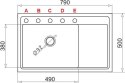 Zlewozmywak granitowy PYRAMIS CAMEA (79x50) 1B 1D L volcano 070168401 jednokomorowy z ociekaczem czarny PYRAMIS