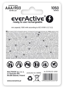 EVERACTIVE AKUMULATORKI R03/AAA NI-MH 550 MAH INFINITY LINE - BLISTER 4 SZTUKI EVHRL03-550 EverActive