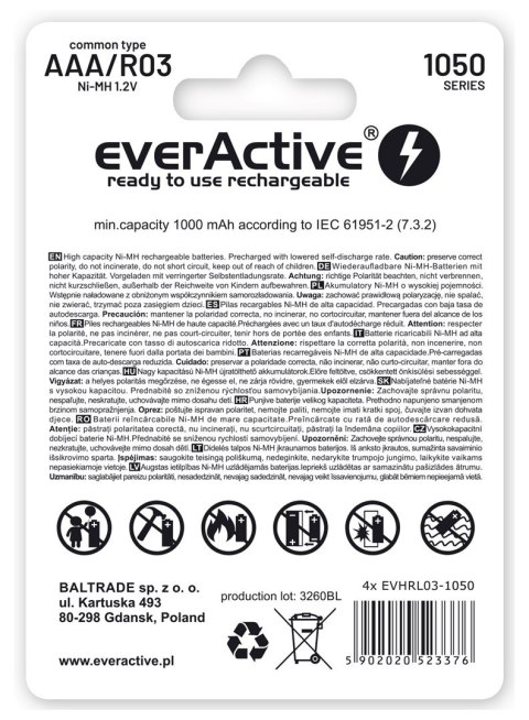 EVERACTIVE AKUMULATORKI R03/AAA NI-MH 550 MAH INFINITY LINE - BLISTER 4 SZTUKI EVHRL03-550 EverActive EVERACTIVE AKUMULATORKI R03/AAA NI-MH 550 MAH INFINITY LINE - BLISTER 4 SZTUKI EVHRL03-550 EverActive