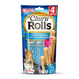 INABA Churu Rolls Tuńczyk z przegrzebkami - przysmak dla kota - 4x10 g INABA