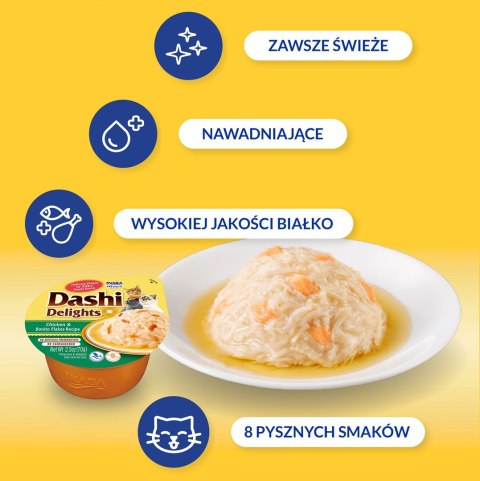 INABA DASHI DELIGHTS Kurczak z Płatkami Boni 70g bulion dla kota INABA INABA DASHI DELIGHTS Kurczak z Płatkami Boni 70g bulion dla kota INABA