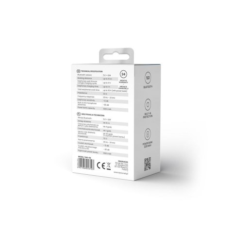SAVIO BEZPRZEWODOWE SŁUCHAWKI BLUETOOTH 5.0 + EDR TWS-06 SAVIO SAVIO BEZPRZEWODOWE SŁUCHAWKI BLUETOOTH 5.0 + EDR TWS-06 SAVIO