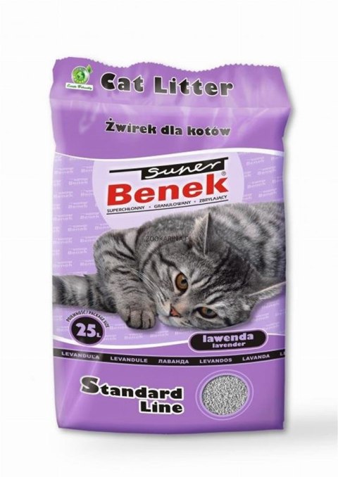 Super Benek Standard Lawenda - żwirek dla kota zbrylający - 25 L (20 kg) Super Benek