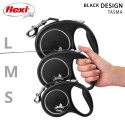Smycz flexi automatyczna Black Design L taśma 5 m - dla psa do 50 kg, kolor srebrny Flexi
