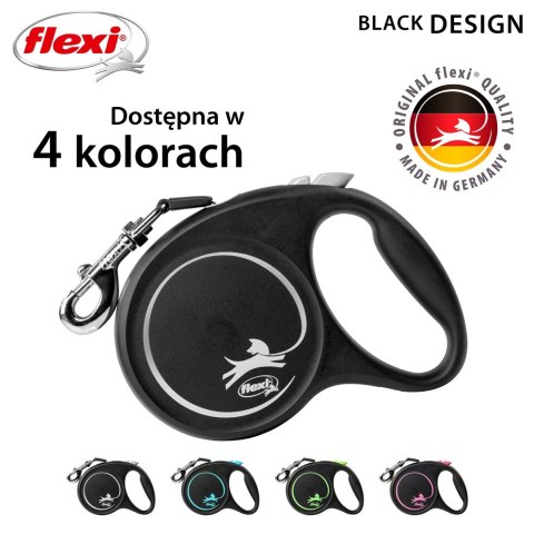 Smycz flexi automatyczna Black Design L taśma 5 m - dla psa do 50 kg, kolor srebrny Flexi Smycz flexi automatyczna Black Design L taśma 5 m - dla psa do 50 kg, kolor srebrny Flexi