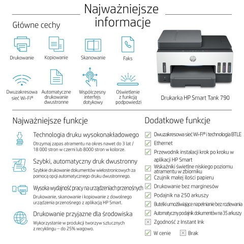 Urządzenie wielofunkcyjne HP Smart Tank 790 4WF66A Hewlett-Packard Urządzenie wielofunkcyjne HP Smart Tank 790 4WF66A Hewlett-Packard