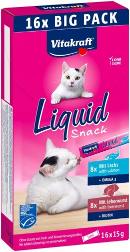 VITAKRAFT Liquid SNACK wątróbka+łosoś - Przysmak dla kota - 16szt Vitakraft