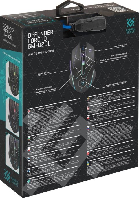 DEFENDER MYSZ PRZEWODOWA FORCED GM-020L 800/1800/2400/3200 DPI 6P + PODKŁADKA + GRA 52020 Defender DEFENDER MYSZ PRZEWODOWA FORCED GM-020L 800/1800/2400/3200 DPI 6P + PODKŁADKA + GRA 52020 Defender