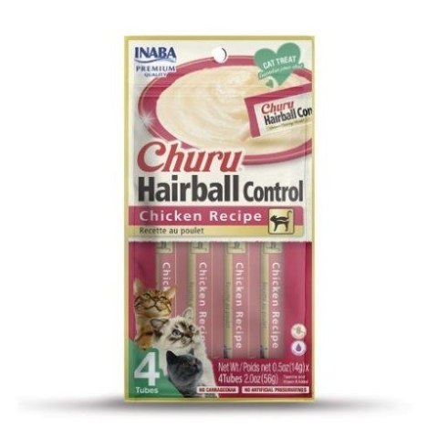 INABA CHURU HAIRBALL Kurczak - przysmak dla kota - 4x14g (56g) INABA INABA CHURU HAIRBALL Kurczak - przysmak dla kota - 4x14g (56g) INABA