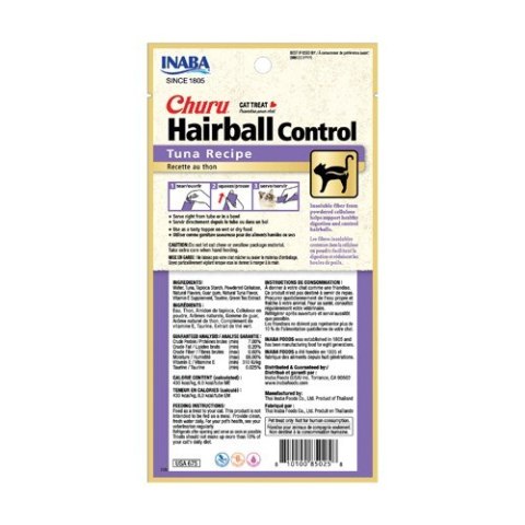 INABA CHURU HAIRBALL Tuńczyk - przysmak dla kota - 4x14g (56g) INABA INABA CHURU HAIRBALL Tuńczyk - przysmak dla kota - 4x14g (56g) INABA