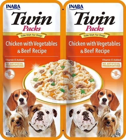 INABA Dog Twin Kurczak Warzywa&Wołowina - Przysmak dla psów - 2x40g INABA