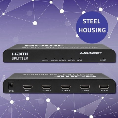 QOLTEC ROZDZIELACZ SPLITTER 4XHDMI 4KX2K | 6GB/S | 60HZ Qoltec QOLTEC ROZDZIELACZ SPLITTER 4XHDMI 4KX2K | 6GB/S | 60HZ Qoltec