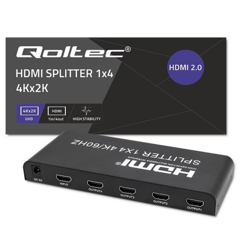 QOLTEC ROZDZIELACZ SPLITTER 4XHDMI 4KX2K | 6GB/S | 60HZ Qoltec QOLTEC ROZDZIELACZ SPLITTER 4XHDMI 4KX2K | 6GB/S | 60HZ Qoltec