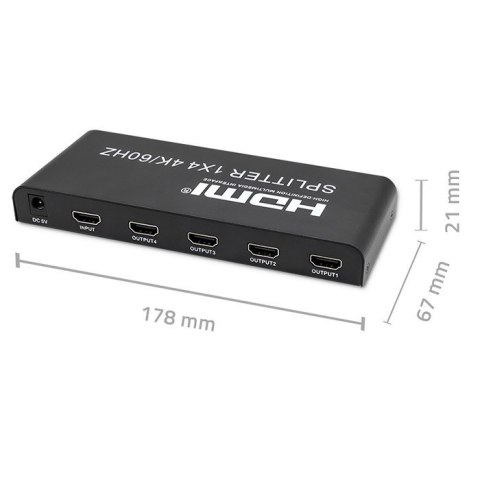 QOLTEC ROZDZIELACZ SPLITTER 4XHDMI 4KX2K | 6GB/S | 60HZ Qoltec QOLTEC ROZDZIELACZ SPLITTER 4XHDMI 4KX2K | 6GB/S | 60HZ Qoltec