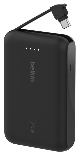 BELKIN POWERBANK 10 000 MAH, 20W, WBUDOWANY KABEL USB-C, BLACK Belkin BELKIN POWERBANK 10 000 MAH, 20W, WBUDOWANY KABEL USB-C, BLACK Belkin
