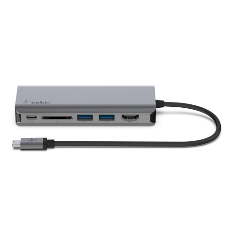 Hub Belkin Connect USB-C 6-in-1 Multiport Adapter 1x4k HDMI/2xUSB-A/1xUSB-C PD3.0/1xRJ45 Gigabit/1xCard reader Grey Belkin Hub Belkin Connect USB-C 6-in-1 Multiport Adapter 1x4k HDMI/2xUSB-A/1xUSB-C PD3.0/1xRJ45 Gigabit/1xCard reader Grey Belkin