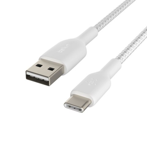 Kabel Belkin BoostCharge Braided USB-C to USB-A Cable 3m oplot White Belkin Kabel Belkin BoostCharge Braided USB-C to USB-A Cable 3m oplot White Belkin
