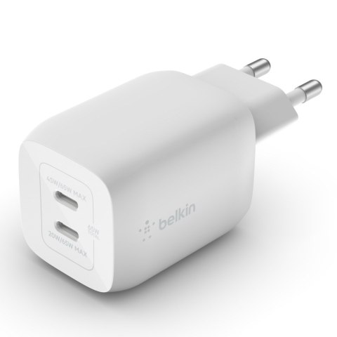 Ładowarka Belkin BoostCharge Pro Dual USB-C PD 3.0 PPS GaN Wall Charger 65W White Belkin Ładowarka Belkin BoostCharge Pro Dual USB-C PD 3.0 PPS GaN Wall Charger 65W White Belkin