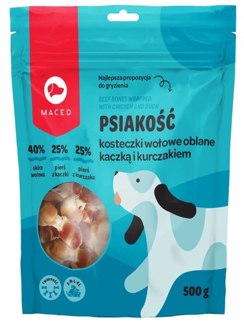 MACED Psiakość Kosteczki wołowe oblane kaczką i kurczakiem - przysmak dla psa - 500 g MACED MACED Psiakość Kosteczki wołowe oblane kaczką i kurczakiem - przysmak dla psa - 500 g MACED