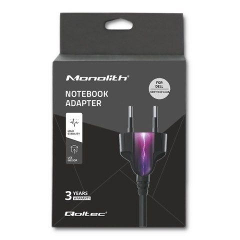 Zasilacz Qoltec 51519.65W do notebooka DELL (19,5 V; 3,34 A; 65W; 7.4 mm x 5 mm) Qoltec Zasilacz Qoltec 51519.65W do notebooka DELL (19,5 V; 3,34 A; 65W; 7.4 mm x 5 mm) Qoltec