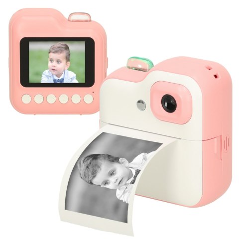 Kik Sp. z o. o. Sp. k. Aparat fotograficzny natychmiastowy drukarka termiczna + wkłady karta 32GB różowy Kik Sp. z o. o. Sp. k. Aparat fotograficzny natychmiastowy drukarka termiczna + wkłady karta 32GB różowy