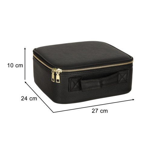 Kik Sp. z o. o. Sp. k. Kosmetyczka organizer na kosmetyki biżuterię kuferek z lusterkiem LED czarny Kik Sp. z o. o. Sp. k. Kosmetyczka organizer na kosmetyki biżuterię kuferek z lusterkiem LED czarny