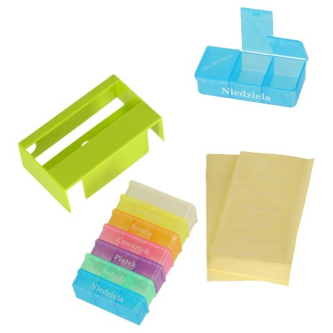 Kik Sp. z o. o. Sp. k. Pudełko organizer na leki na tabletki kasetka 7 dni 3 pory dnia 4 języki Kik Sp. z o. o. Sp. k. Pudełko organizer na leki na tabletki kasetka 7 dni 3 pory dnia 4 języki