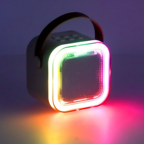 Kik Sp. z o. o. Sp. k. Zestaw do karaoke 2 mikrofony + głośnik przenośny BLUETOOTH USB LED beżowy Kik Sp. z o. o. Sp. k. Zestaw do karaoke 2 mikrofony + głośnik przenośny BLUETOOTH USB LED beżowy