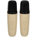 Kik Sp. z o. o. Sp. k. Zestaw do karaoke 2 mikrofony + głośnik przenośny BLUETOOTH USB LED beżowy