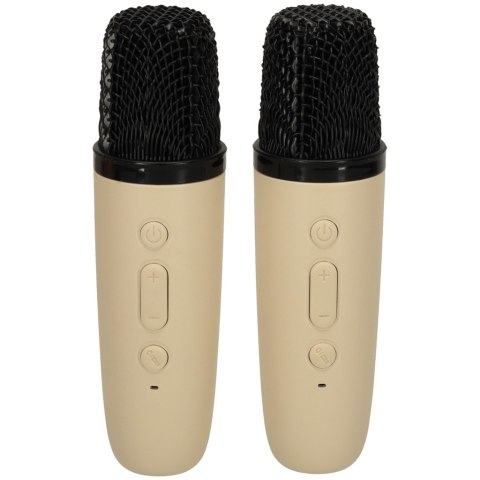 Kik Sp. z o. o. Sp. k. Zestaw do karaoke 2 mikrofony + głośnik przenośny BLUETOOTH USB LED beżowy Kik Sp. z o. o. Sp. k. Zestaw do karaoke 2 mikrofony + głośnik przenośny BLUETOOTH USB LED beżowy