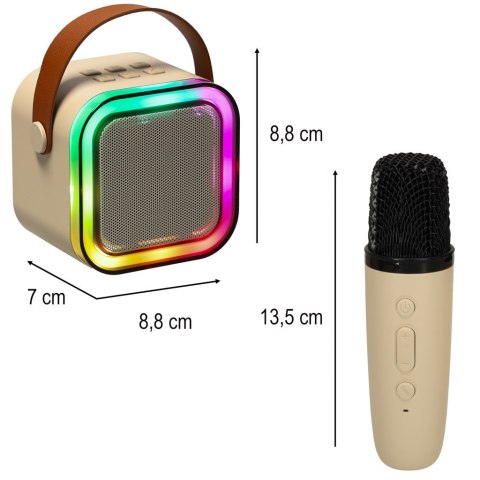 Kik Sp. z o. o. Sp. k. Zestaw do karaoke 2 mikrofony + głośnik przenośny BLUETOOTH USB LED beżowy Kik Sp. z o. o. Sp. k. Zestaw do karaoke 2 mikrofony + głośnik przenośny BLUETOOTH USB LED beżowy